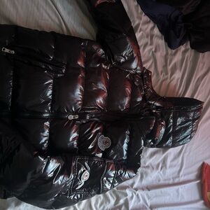 Shiny Black Puffer Jacket with Hood